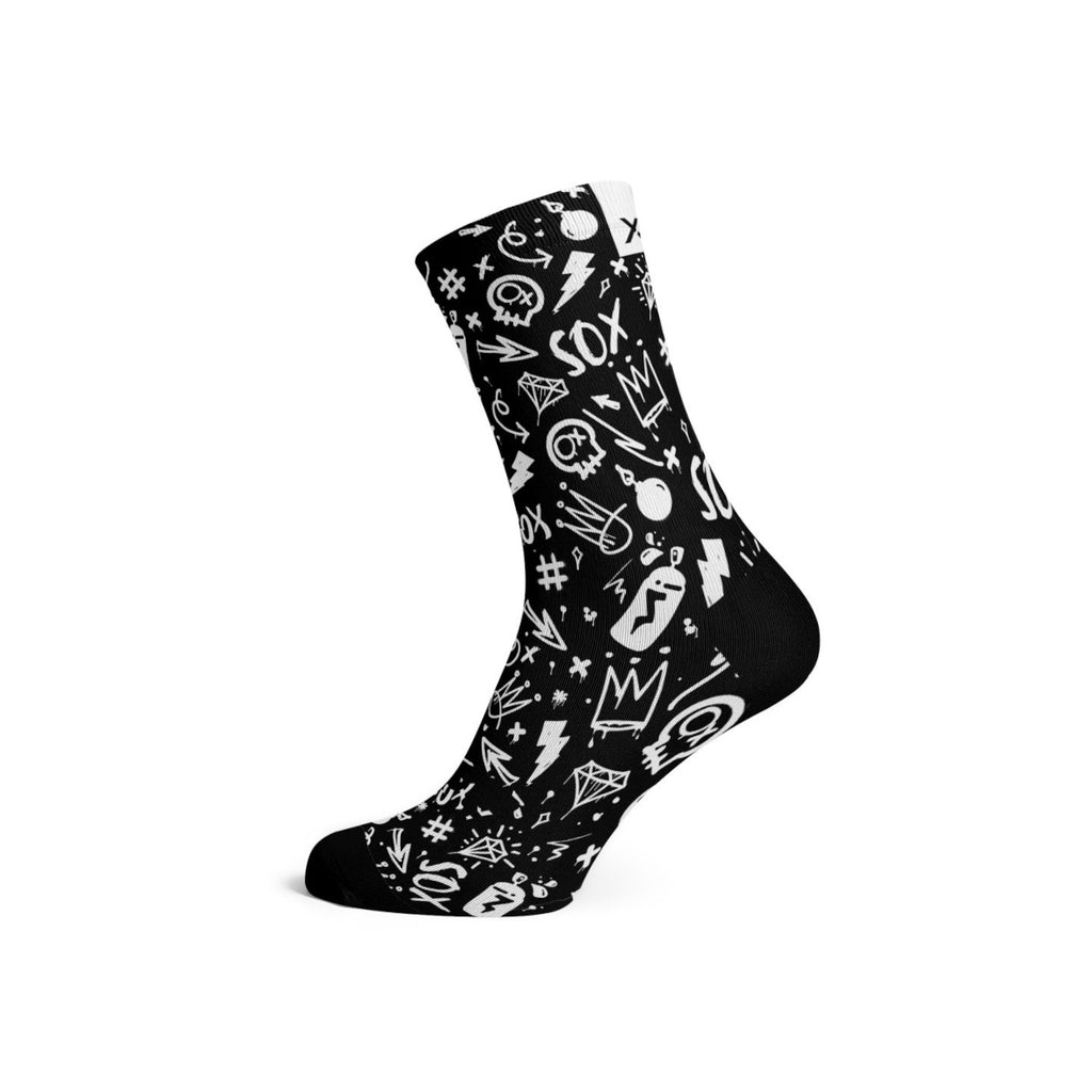 Sox Doodle Black Crew Socks